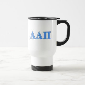 Alpha Delta Pi Light Blue and Dark Blue Letters Travel Mug