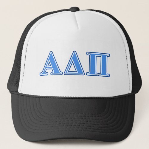 Alpha Delta Pi Light Blue and Dark Blue Letters Trucker Hat
