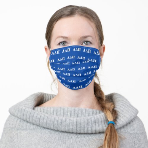 Alpha Delta Pi Light Blue and White Letters Adult Cloth Face Mask