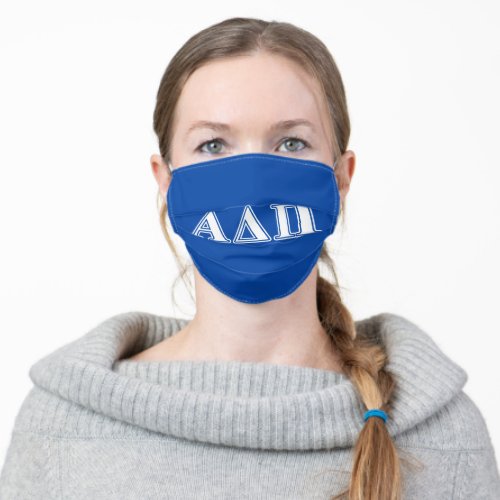 Alpha Delta Pi Light Blue and White Letters Adult Cloth Face Mask