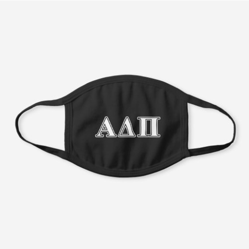 Alpha Delta Pi Light Blue and White Letters Black Cotton Face Mask