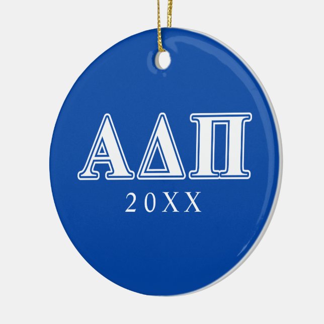 Alpha Delta Pi Light Blue and White Letters Ceramic Ornament (Left)