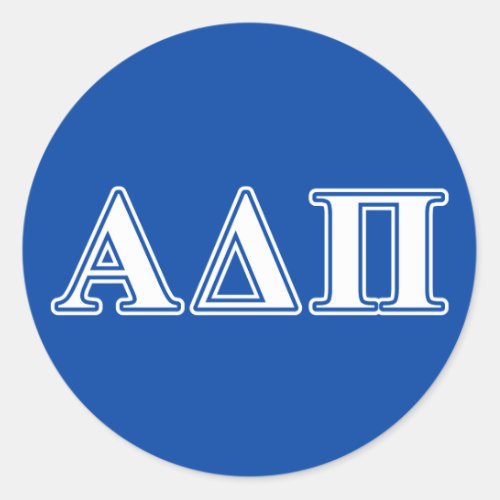 Alpha Delta Pi Light Blue and White Letters Classic Round Sticker