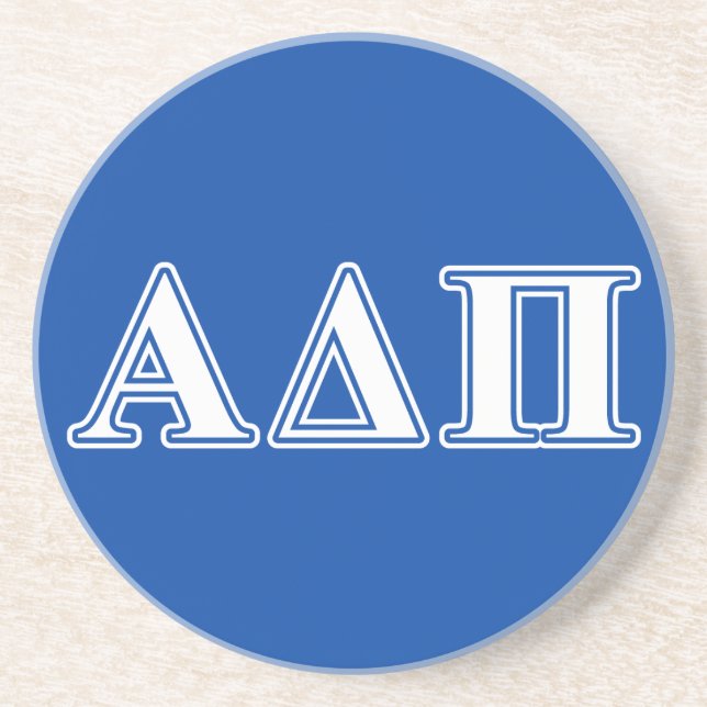 Alpha Delta Pi Light Blue and White Letters Coaster (Front)