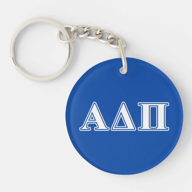 Alpha Delta Pi Light Blue and White Letters Keychain (Front)