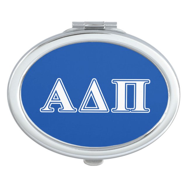 Alpha Delta Pi Light Blue and White Letters Makeup Mirror (Front)