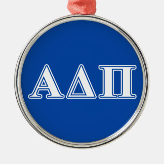 Alpha Delta Pi Light Blue and White Letters Metal Ornament