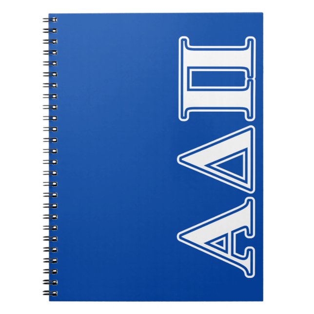 Alpha Delta Pi Light Blue and White Letters Notebook (Front)