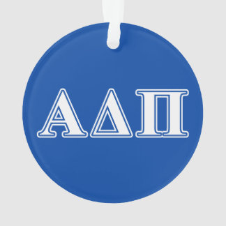 Alpha Delta Pi Light Blue and White Letters Ornament