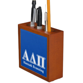 Alpha Delta Pi Light Blue and White Letters Pencil Holder