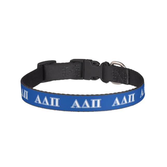Alpha Delta Pi Light Blue and White Letters Pet Collar (Front)