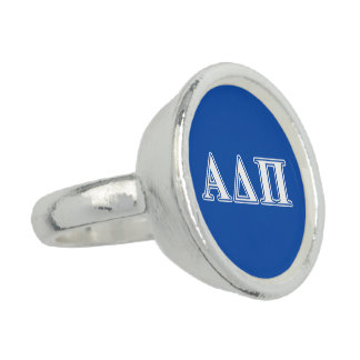 Alpha Delta Pi Light Blue and White Letters Ring