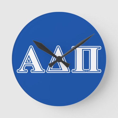Alpha Delta Pi Light Blue and White Letters Round Clock