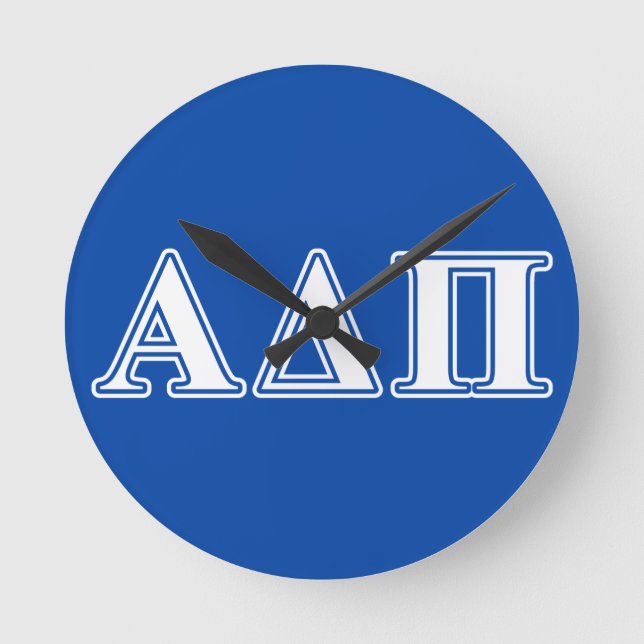 Alpha Delta Pi Light Blue and White Letters Round Clock (Front)