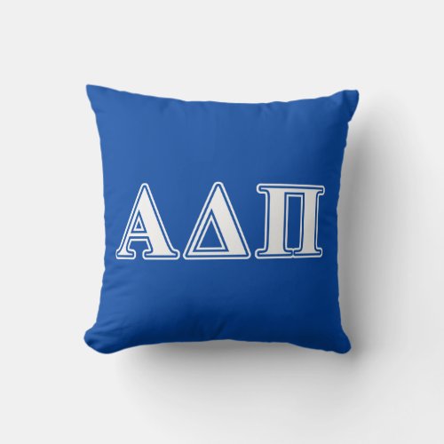 Alpha Delta Pi Light Blue and White Letters Throw Pillow