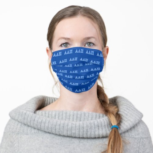 Alpha Delta Pi Light Blue Letters Adult Cloth Face Mask