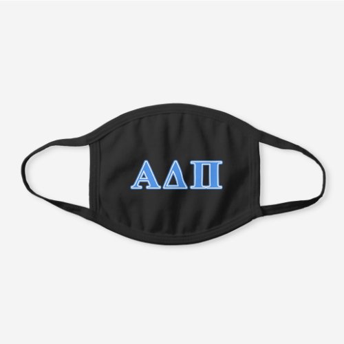 Alpha Delta Pi Light Blue Letters Black Cotton Face Mask