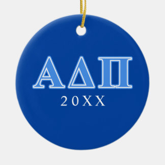 Alpha Delta Pi Light Blue Letters Ceramic Ornament
