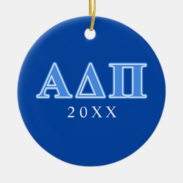 Alpha Delta Pi Light Blue Letters Ceramic Ornament (Front)