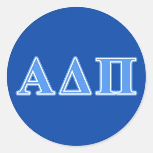 Alpha Delta Pi Light Blue Letters Classic Round Sticker