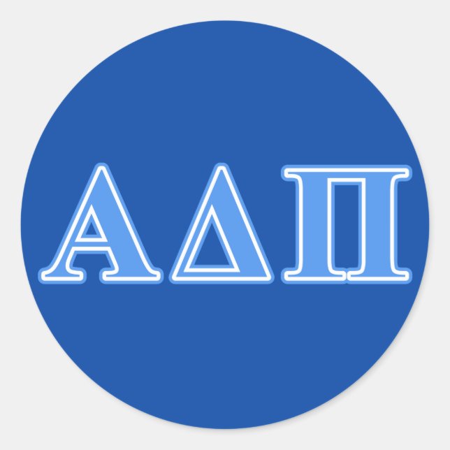 Alpha Delta Pi Light Blue Letters Classic Round Sticker (Front)