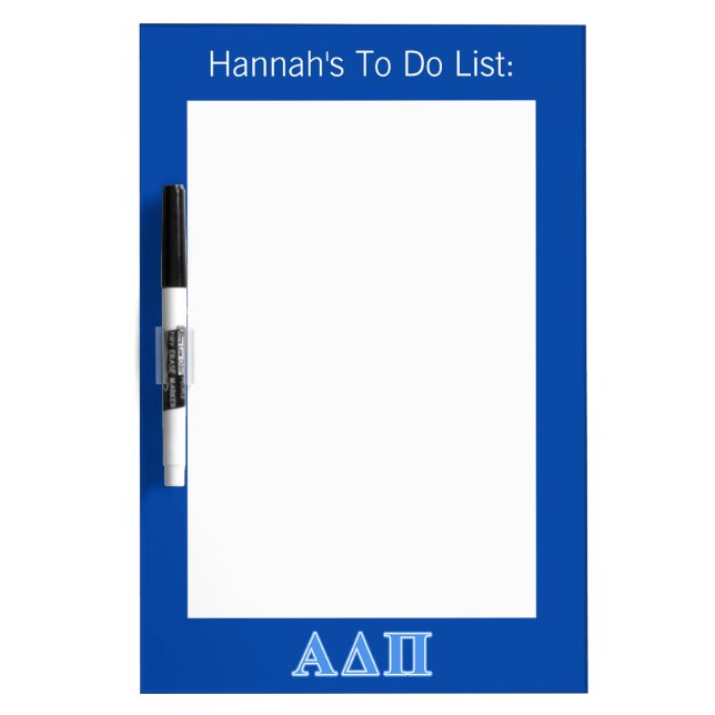 Alpha Delta Pi Light Blue Letters Dry Erase Board (Front)