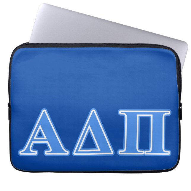 Alpha Delta Pi Light Blue Letters Laptop Sleeve (Front)