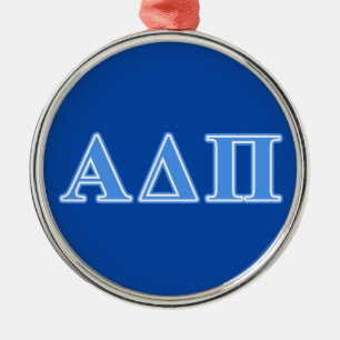 Alpha Delta Pi Light Blue Letters Metal Ornament