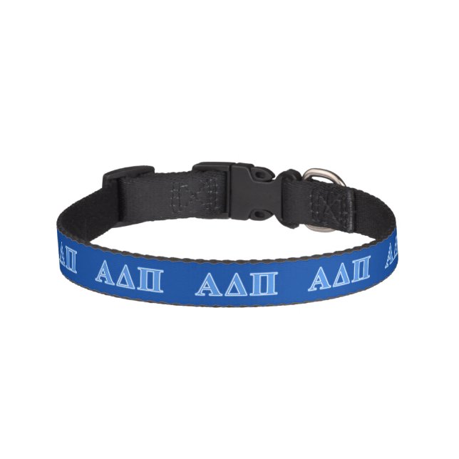 Alpha Delta Pi Light Blue Letters Pet Collar (Front)