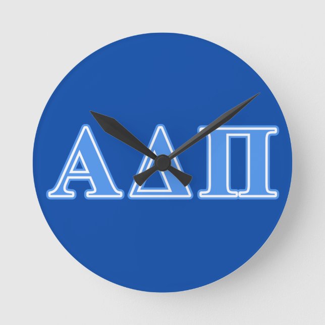 Alpha Delta Pi Light Blue Letters Round Clock (Front)