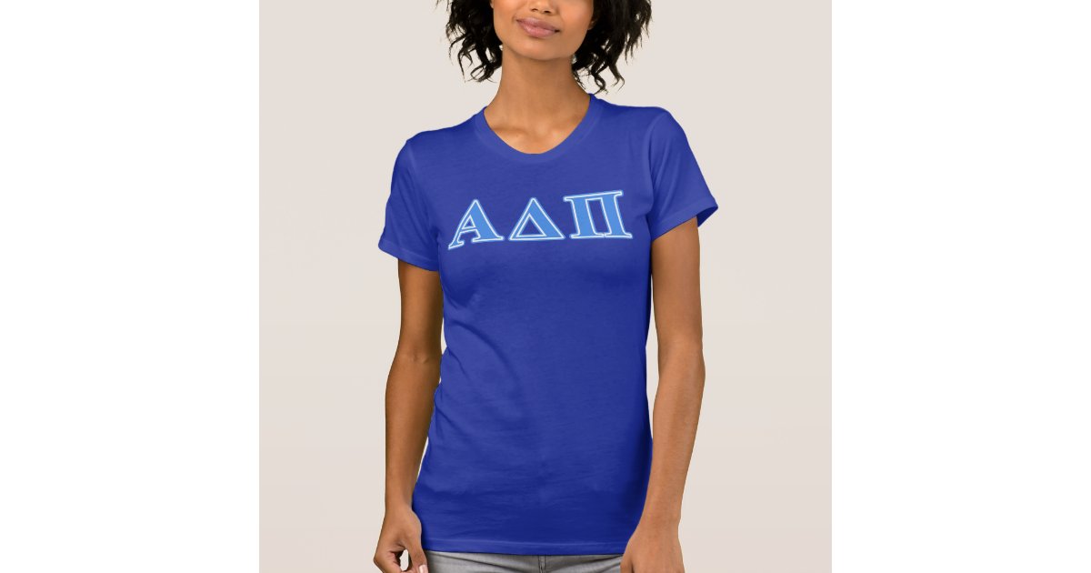 Alpha Delta Pi Light Blue Letters T Shirt Zazzle Com
