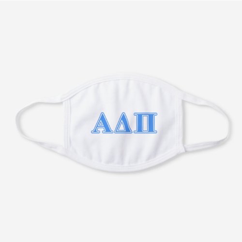 Alpha Delta Pi Light Blue Letters White Cotton Face Mask