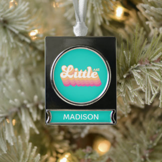 Alpha Delta Pi | Little Silver Plated Banner Ornament