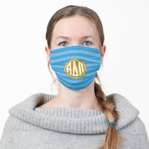 Alpha Delta Pi  Monogram Stripe Pattern Adult Cloth Face Mask