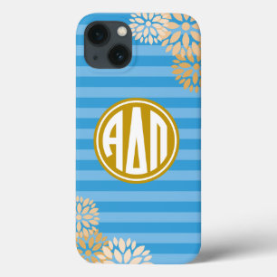 Alpha Delta Pi Monogram Stripe Pattern iPhone 13 Case