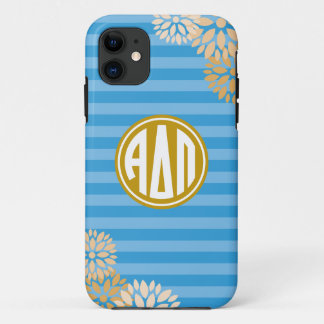 Alpha Delta Pi | Monogram Stripe Pattern iPhone 11 Case