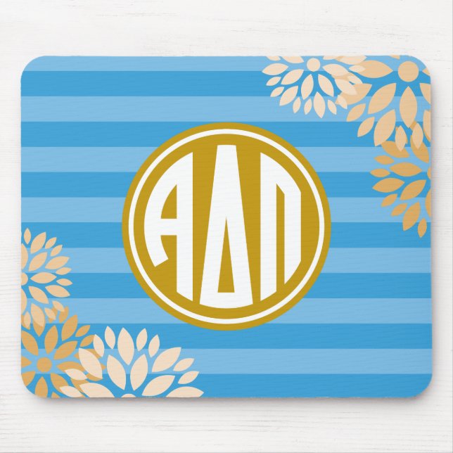 Alpha Delta Pi | Monogram Stripe Pattern Mouse Pad (Front)