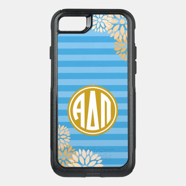 Alpha Delta Pi | Monogram Stripe Pattern Otterbox iPhone Case (Back)