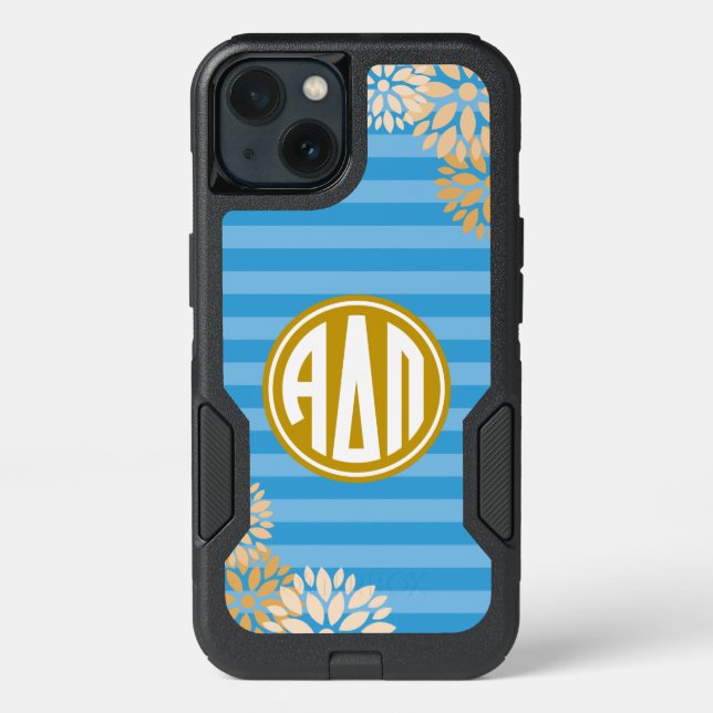 Alpha Delta Pi | Monogram Stripe Pattern Otterbox iPhone Case (Back)