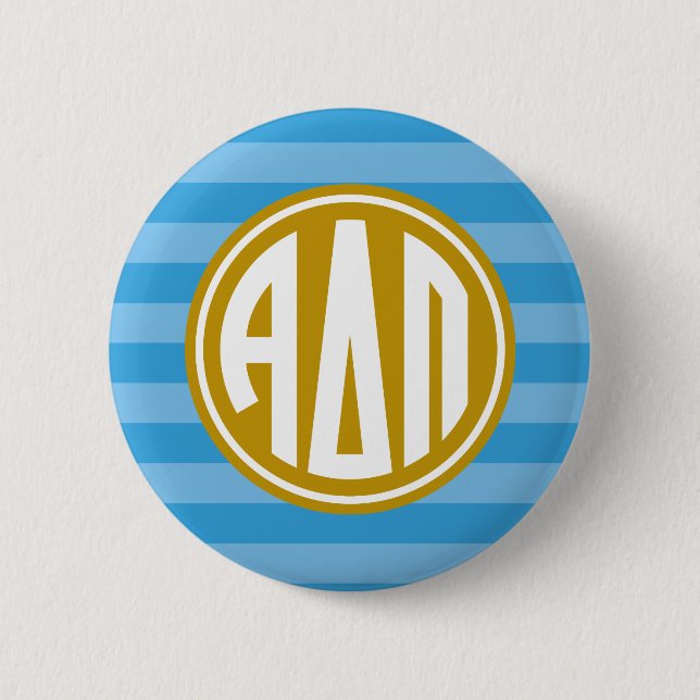 Alpha Delta Pi | Monogram Stripe Pattern Pinback Button (Front)