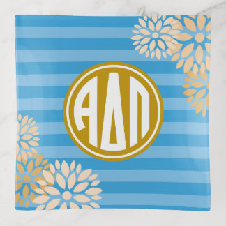 Alpha Delta Pi | Monogram Stripe Pattern Trinket Tray