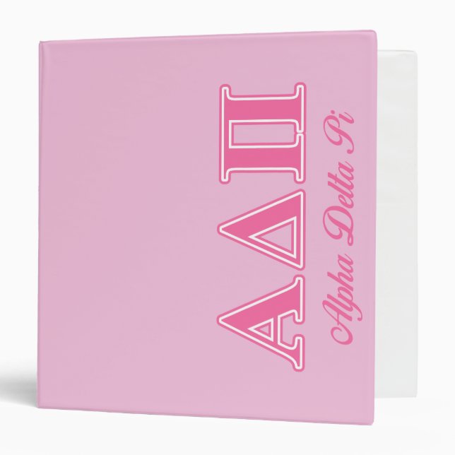 Alpha Delta Pi Pink Letters 3 Ring Binder (Front/Inside)
