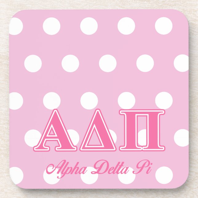 Alpha Delta Pi Pink Letters Beverage Coaster (Front)