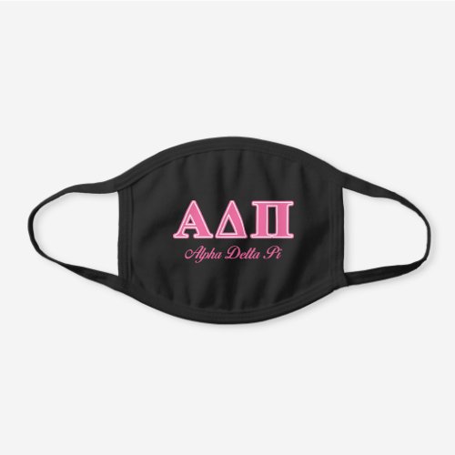 Alpha Delta Pi Pink Letters Black Cotton Face Mask