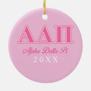 Alpha Delta Pi Pink Letters Ceramic Ornament