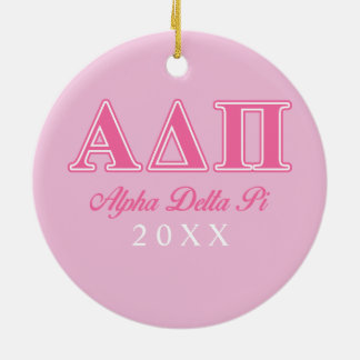 Alpha Delta Pi Pink Letters Ceramic Ornament