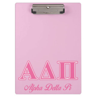 Alpha Delta Pi Pink Letters Clipboard