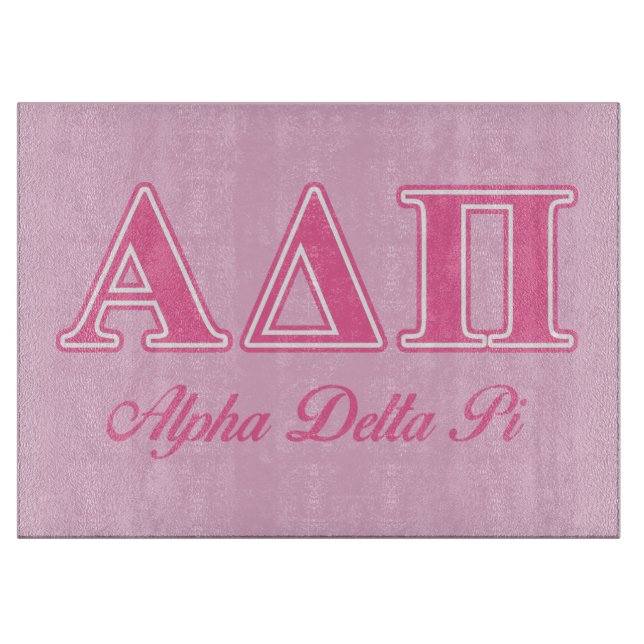 Alpha Delta Pi Pink Letters Cutting Board (Front)