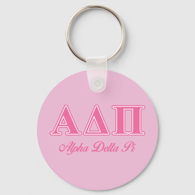 Alpha Delta Pi Pink Letters Keychain (Front)