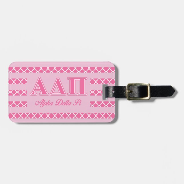 Alpha Delta Pi Pink Letters Luggage Tag (Front Horizontal)